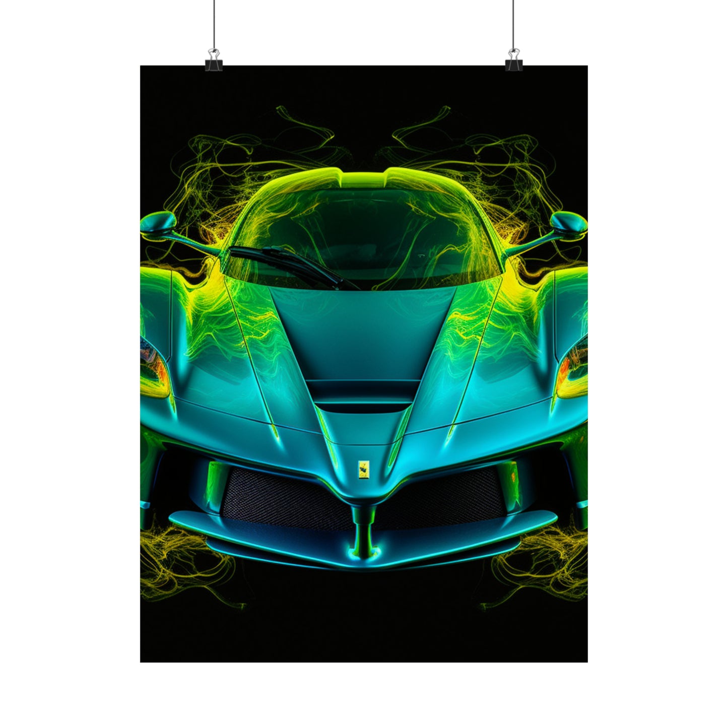 Premium Matte Vertical Posters Ferrari Neon 2