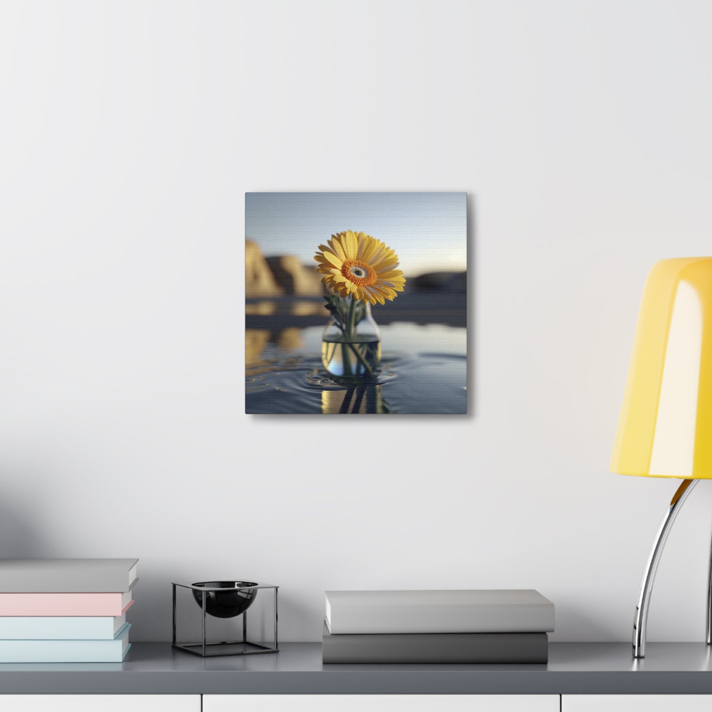 Canvas Gallery Wraps yello Gerbera glass 4