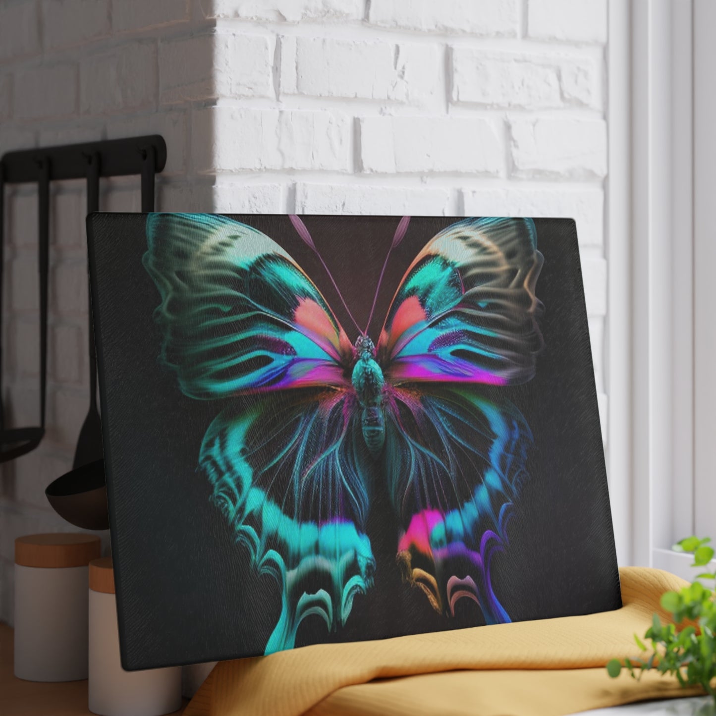 Glass Cutting Board Neon Butterfly Fusion 3