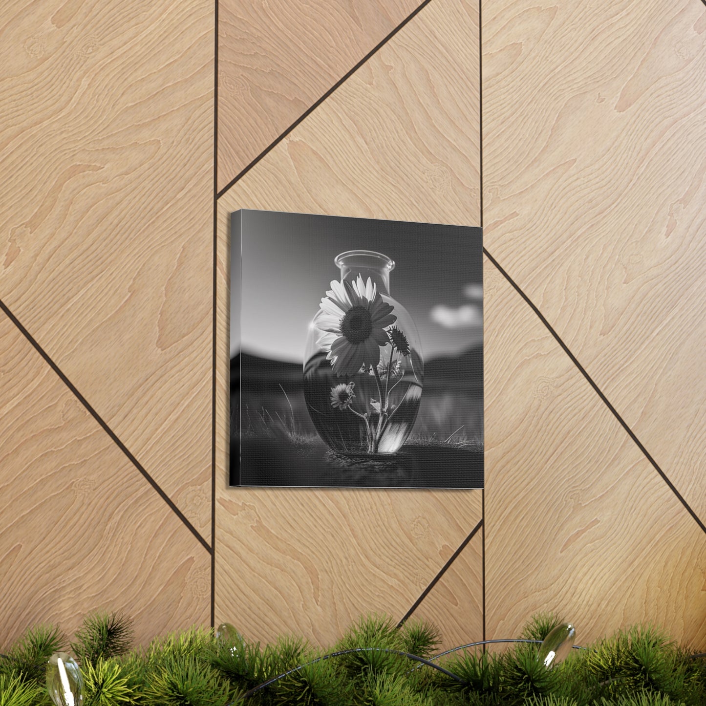 Canvas Gallery Wraps Yellw Sunflower in a vase 4