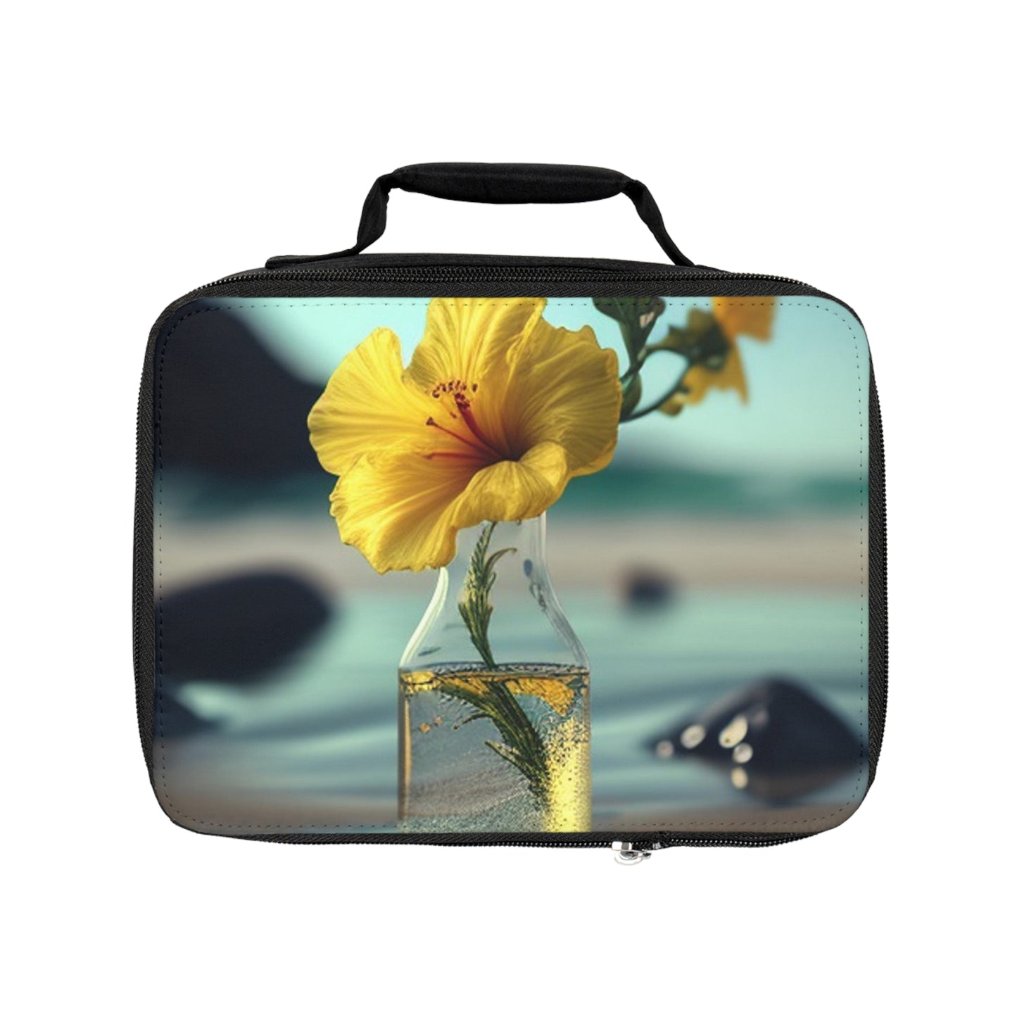 Lunch Bag Yellow Hibiscus glass 3
