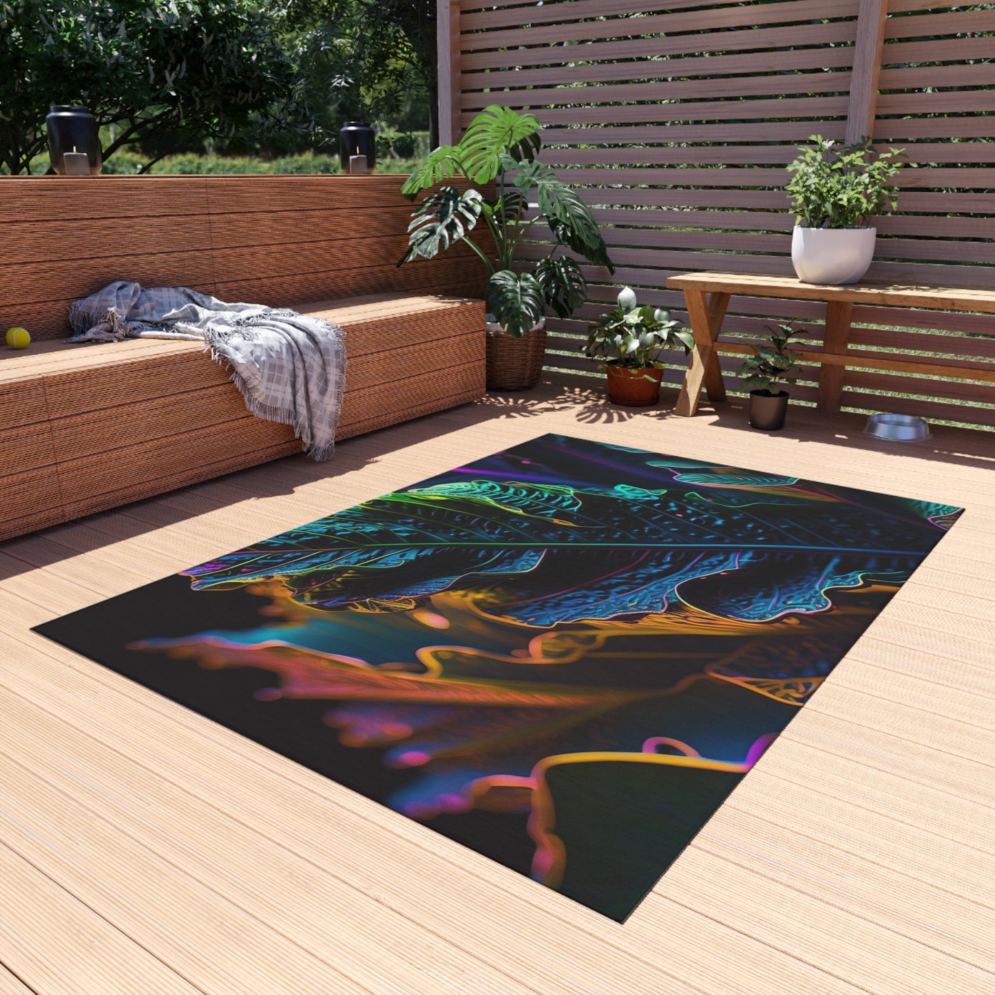 Outdoor Rug  Florescent Skull Death 4
