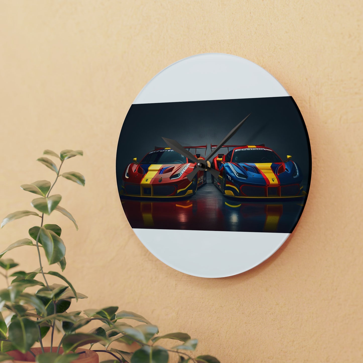 Acrylic Wall Clock Ferrari Red Blue 4