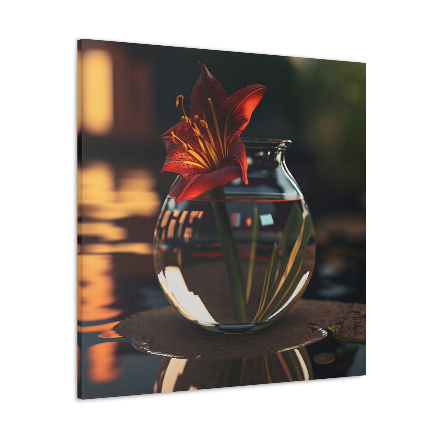Canvas Gallery Wraps Red Lily in a Glass vase 2