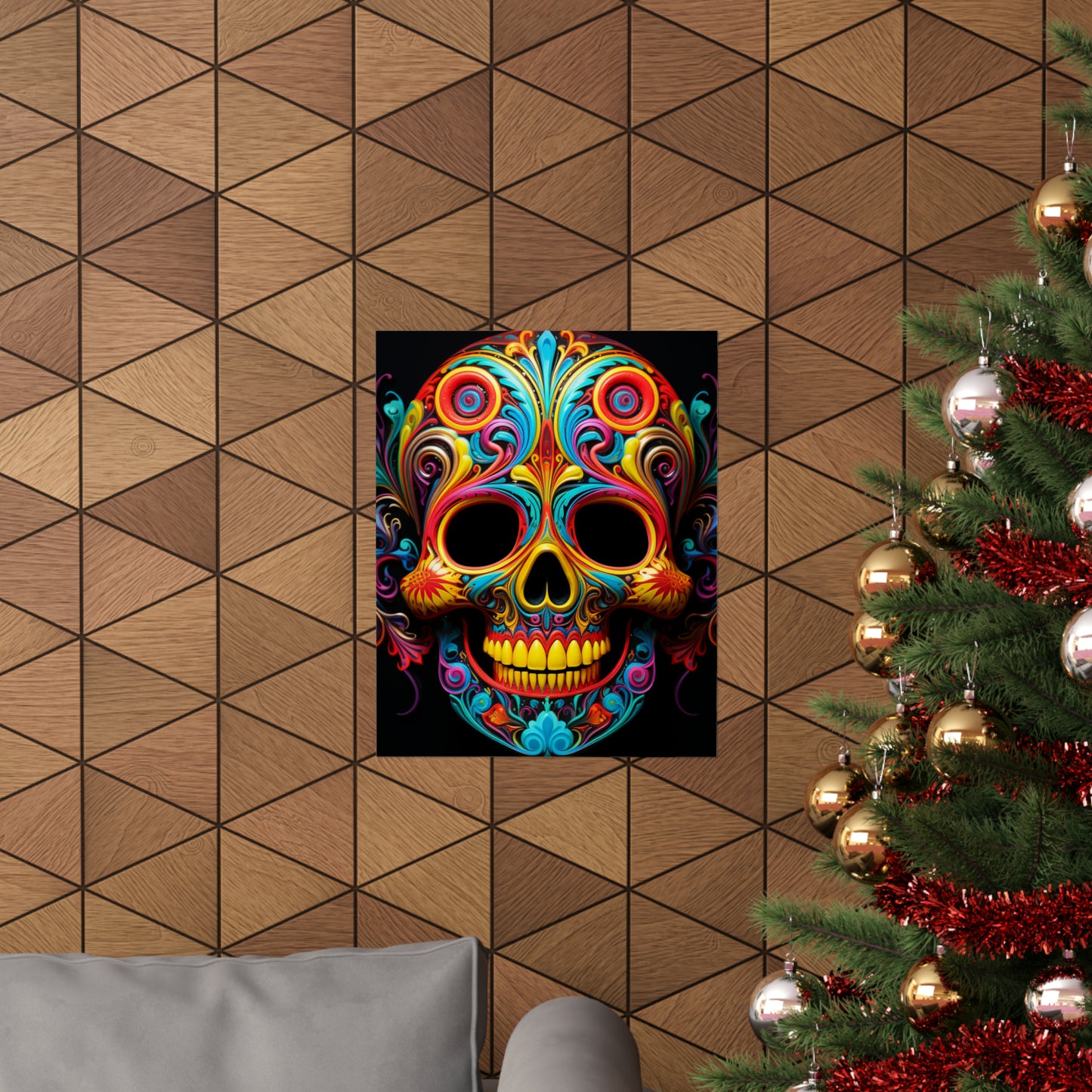 Premium Matte Vertical Posters Macro Skull Color 1