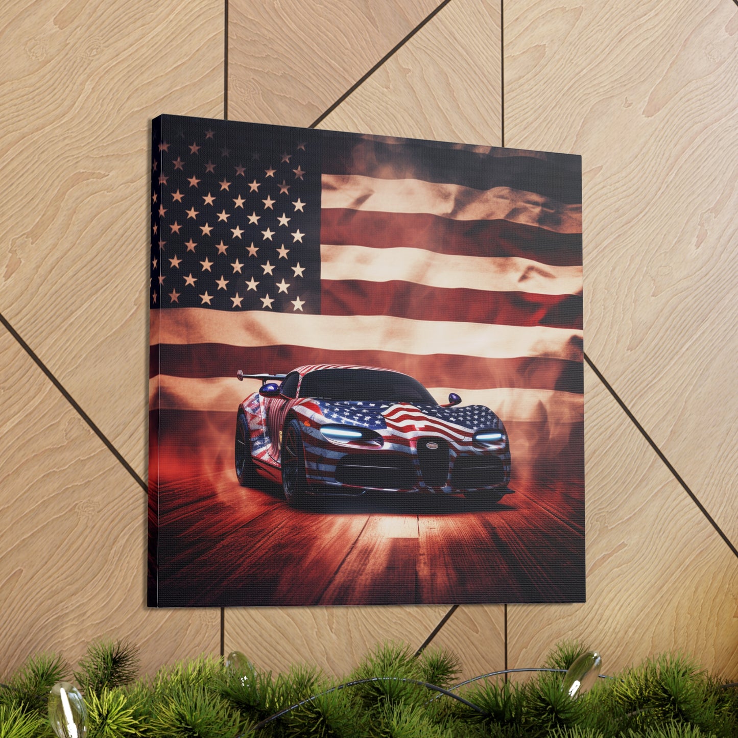 Canvas Gallery Wraps Abstract American Flag Background Bugatti 2