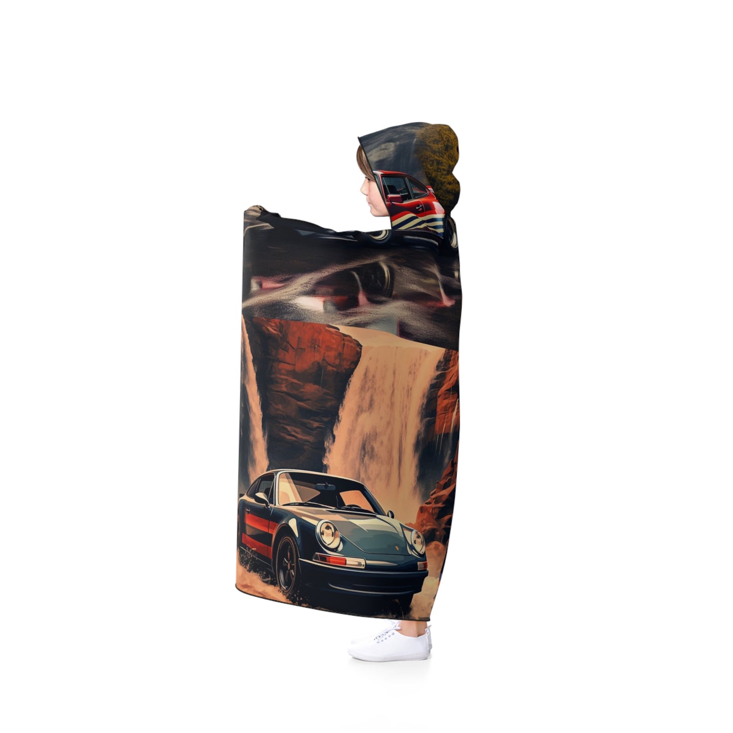 Hooded Blanket American Flag Porsche Abstract 5