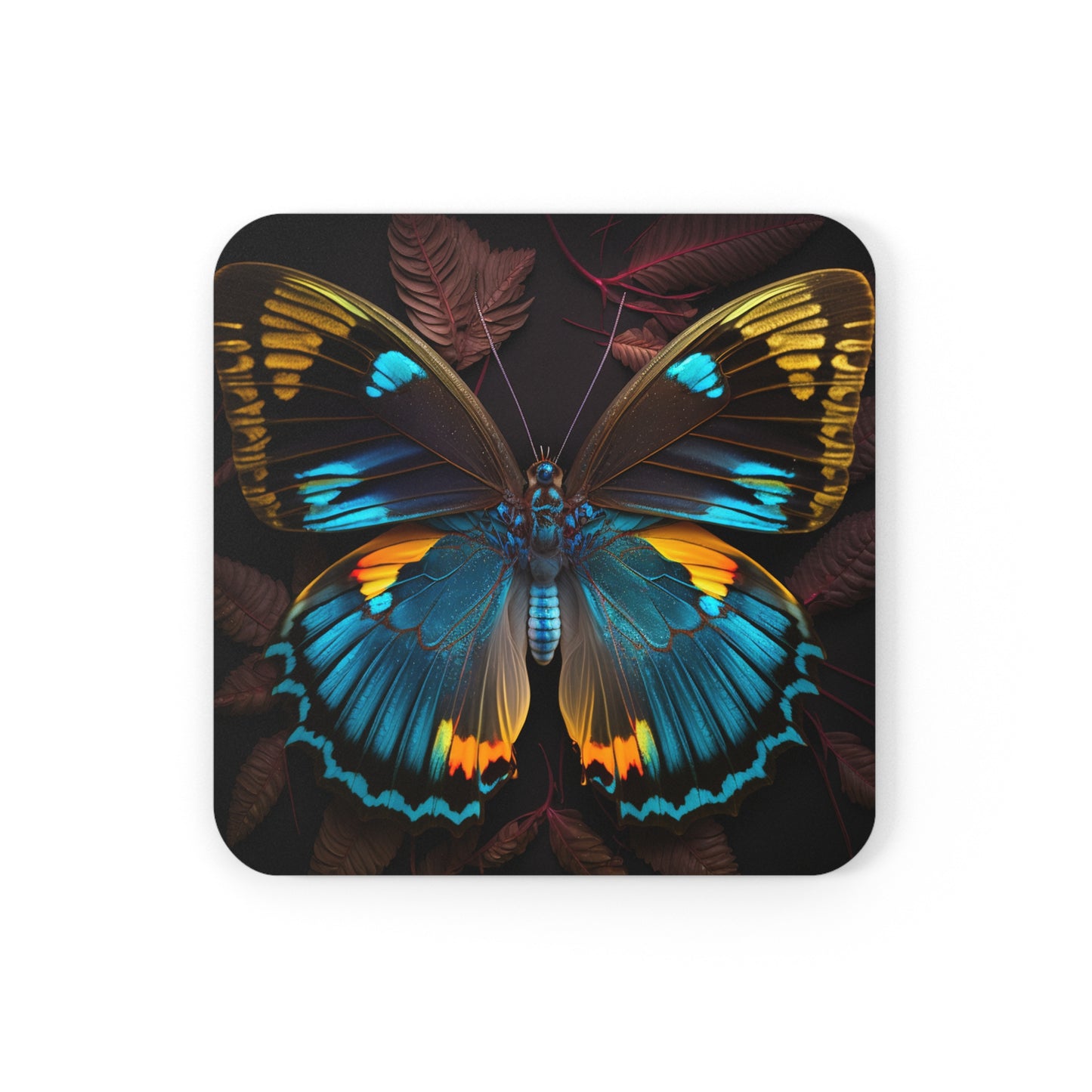 Corkwood Coaster Set Neon Butterfly Flair 1