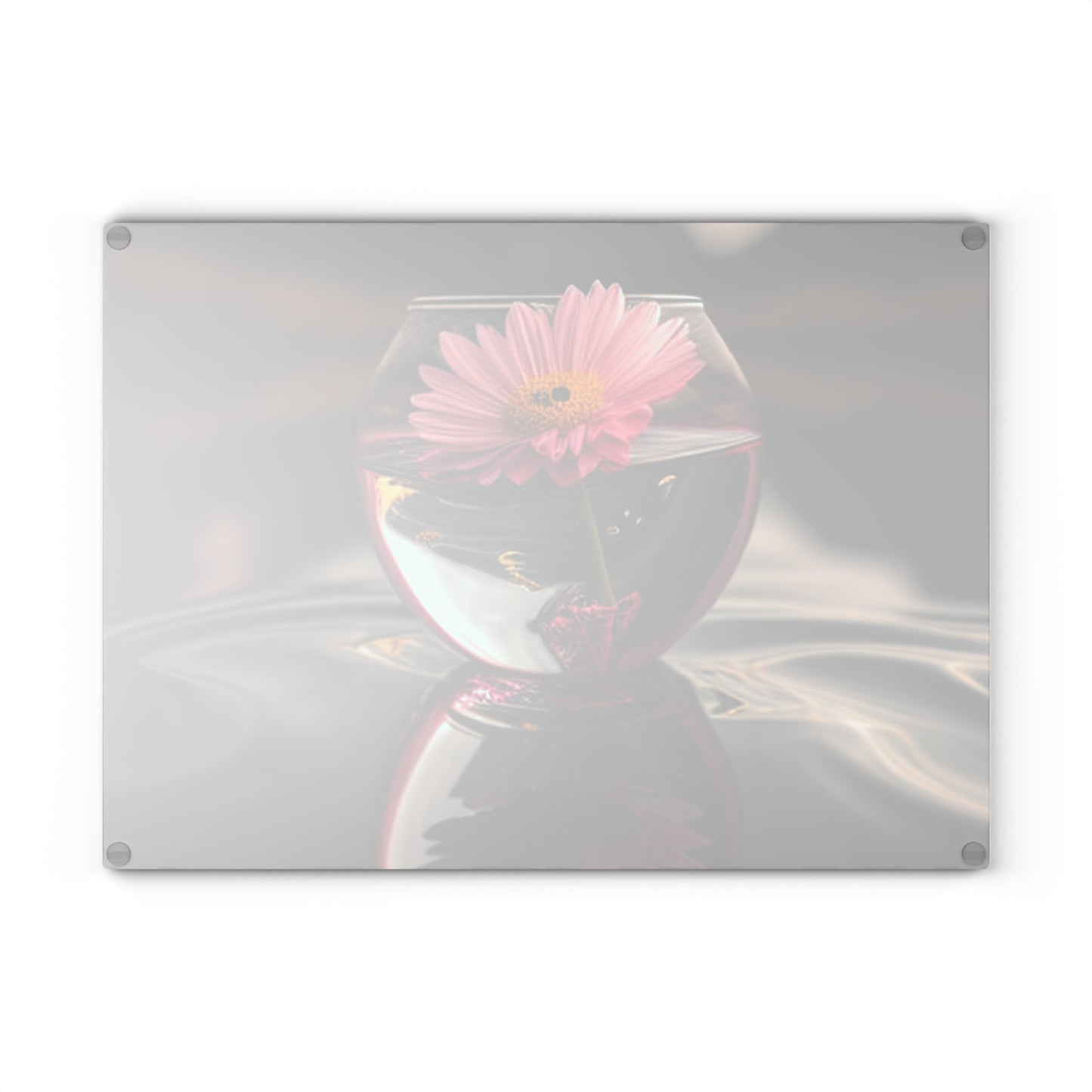 Glass Cutting Board Pink Daisy 1