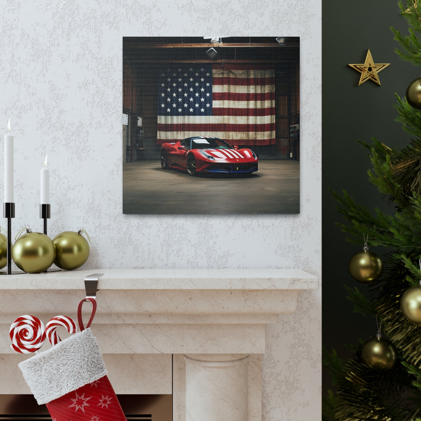 Canvas Gallery Wraps American Flag Farrari 4