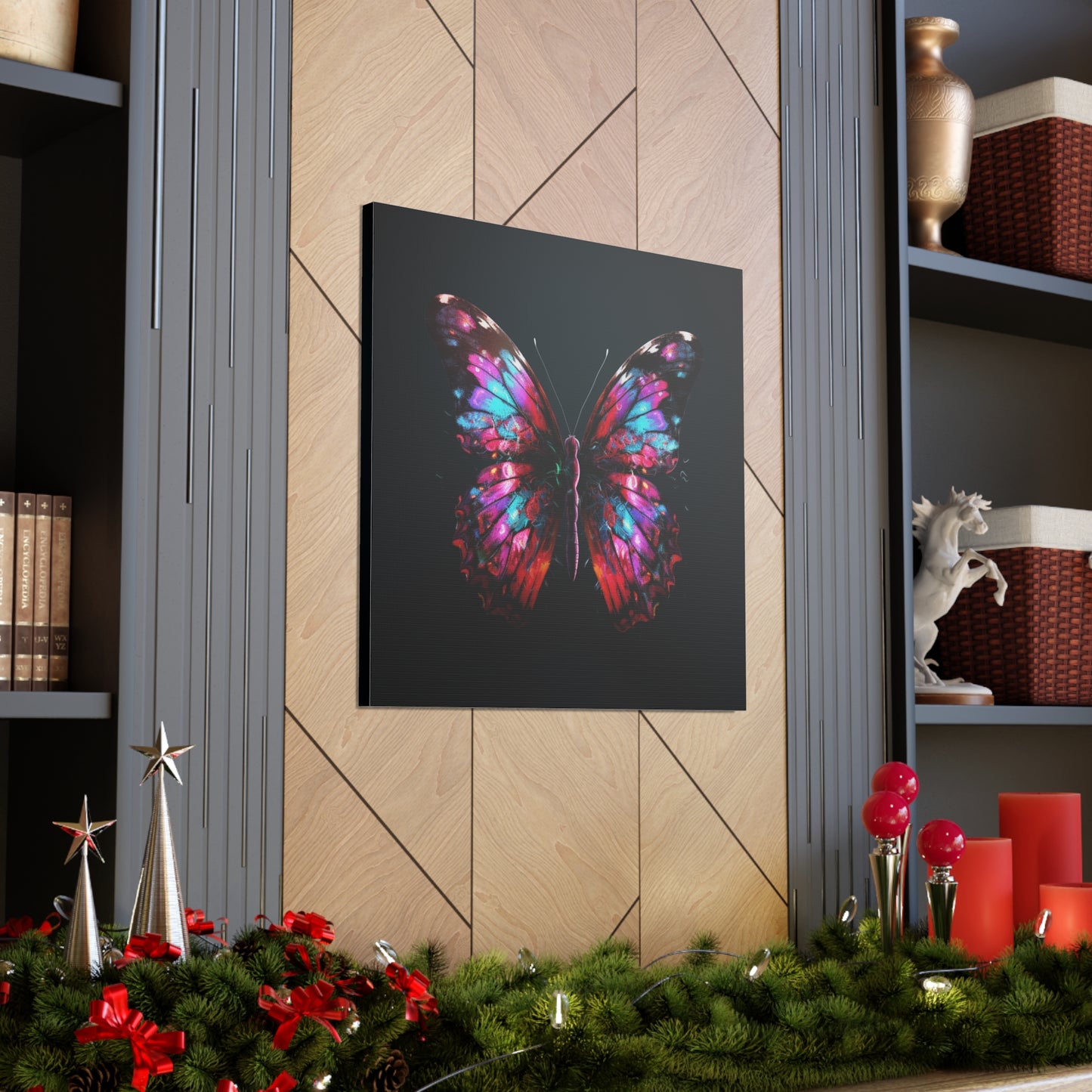 Canvas Gallery Wraps Hyper Colorful Butterfly Macro 3