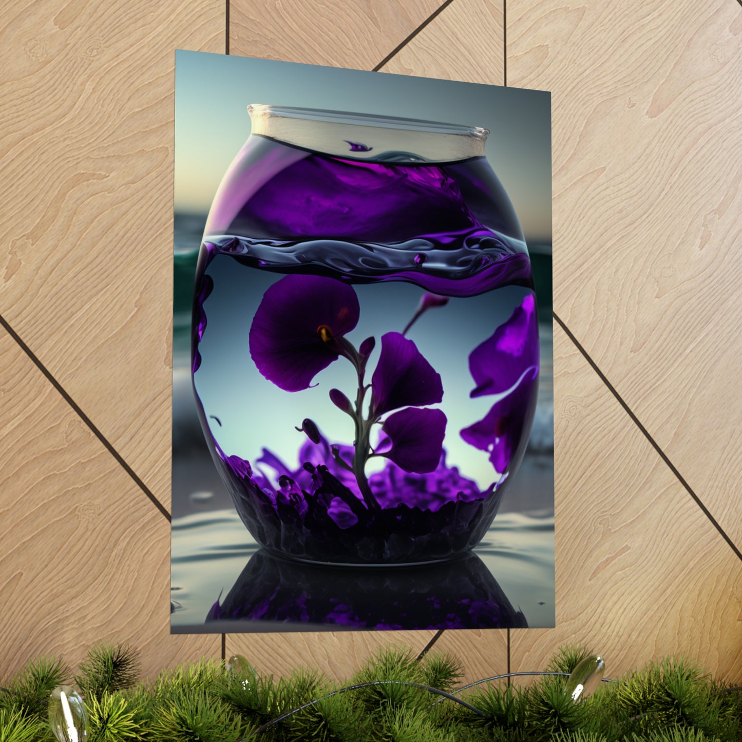 Premium Matte Vertical Posters Purple Sweet pea in a vase 4