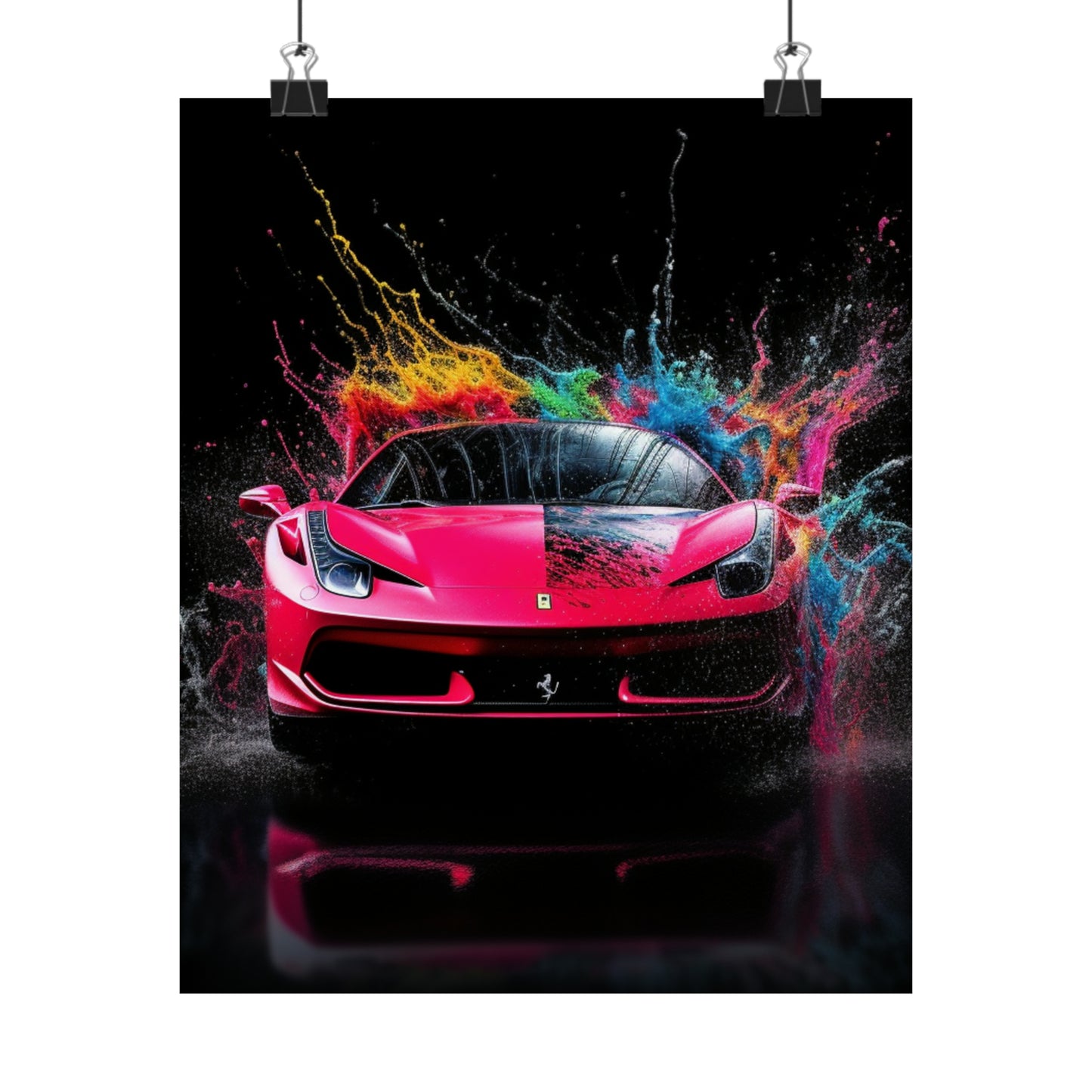 Premium Matte Vertical Posters Ferrari Water Splash 2