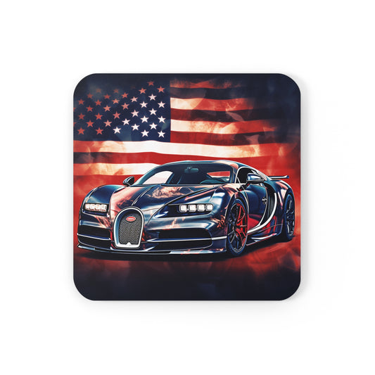 Corkwood Coaster Set Abstract American Flag Background Bugatti 4