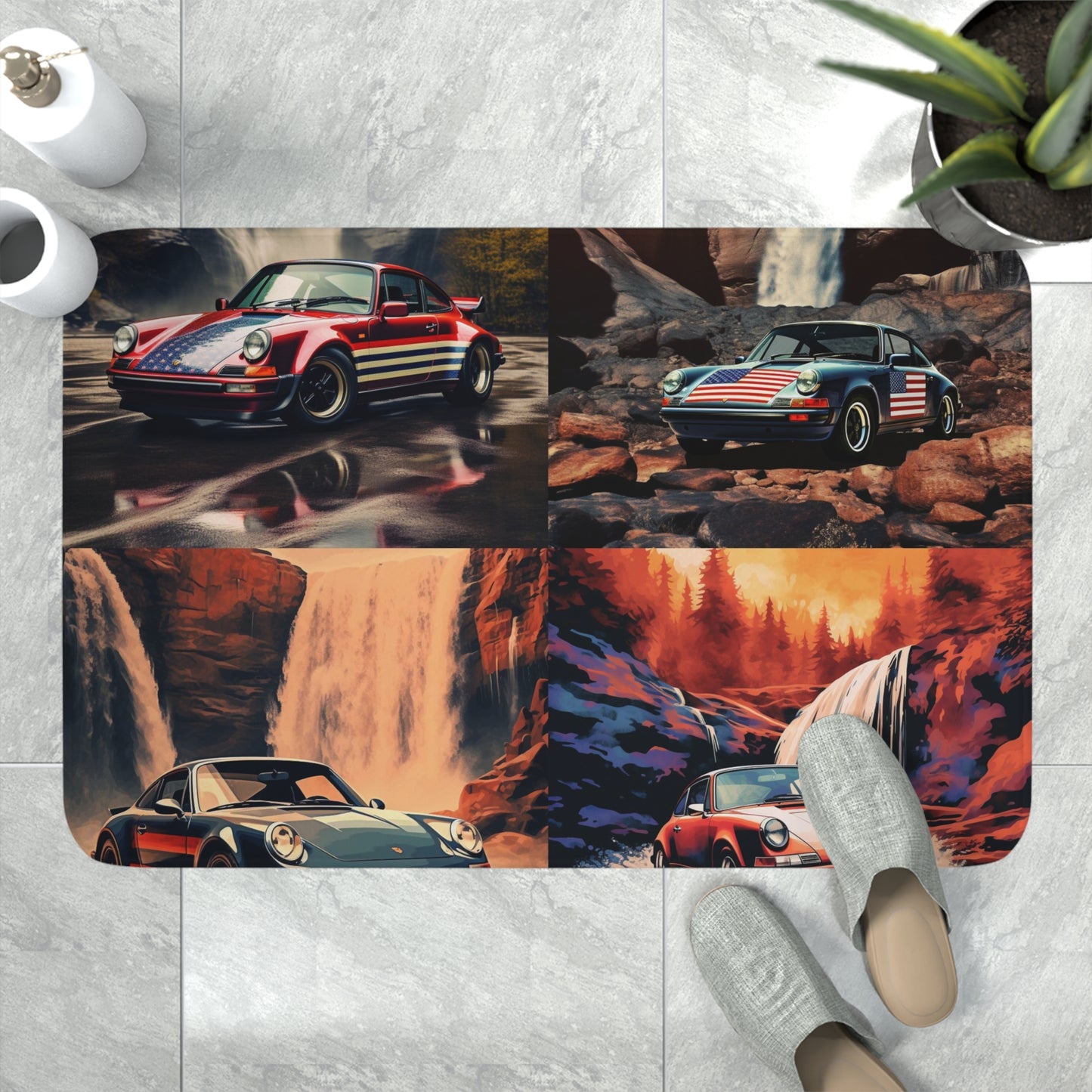 Memory Foam Bath Mat American Flag Porsche Abstract 5