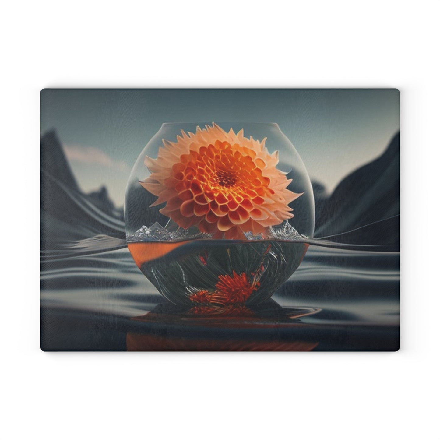 Glass Cutting Board Dahlia Orange 3