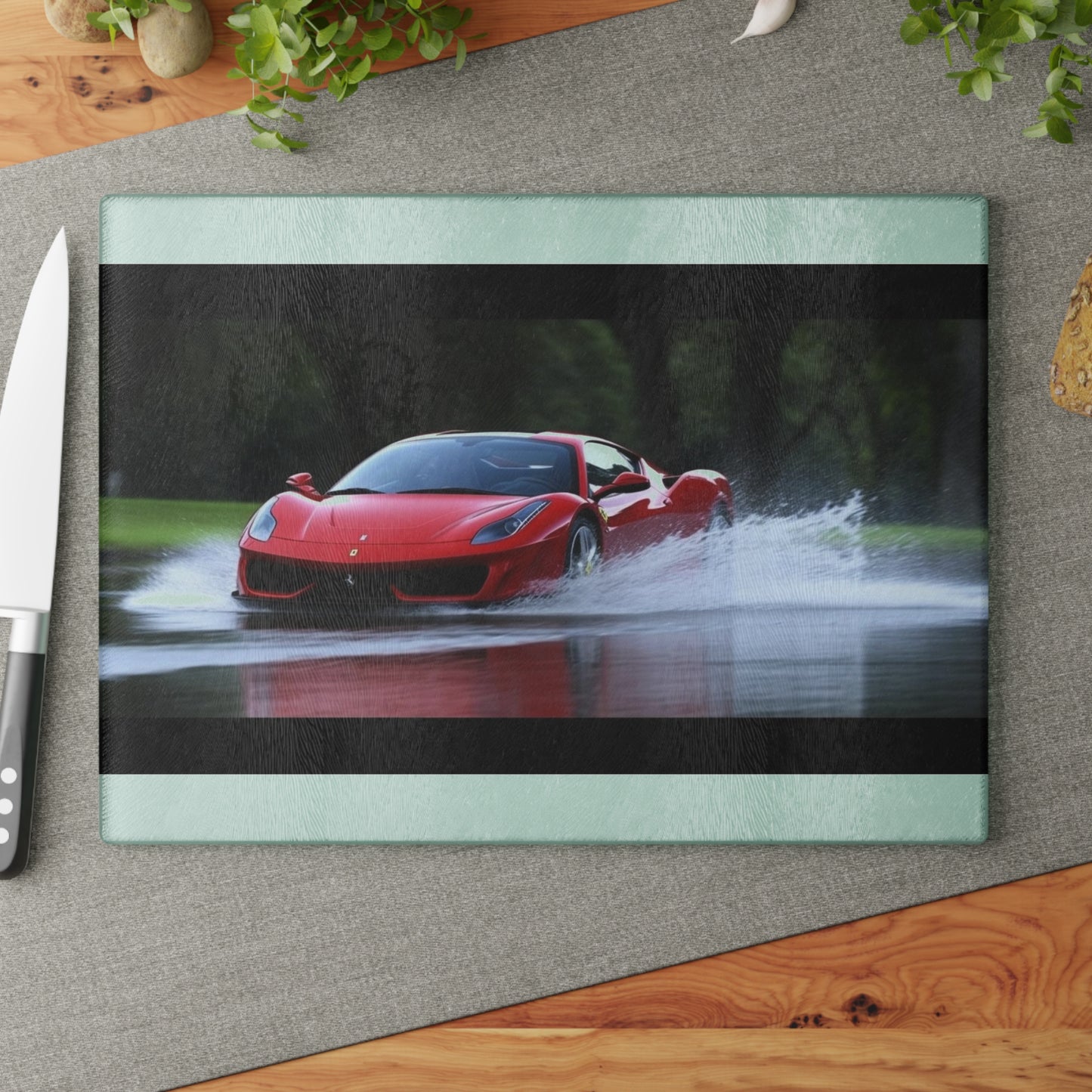 Glass Cutting Board Water Ferrari Splash 2