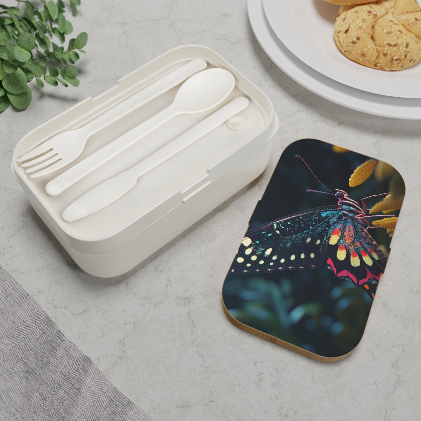 Bento Lunch Box Hyper Colorful Butterfly Macro 2