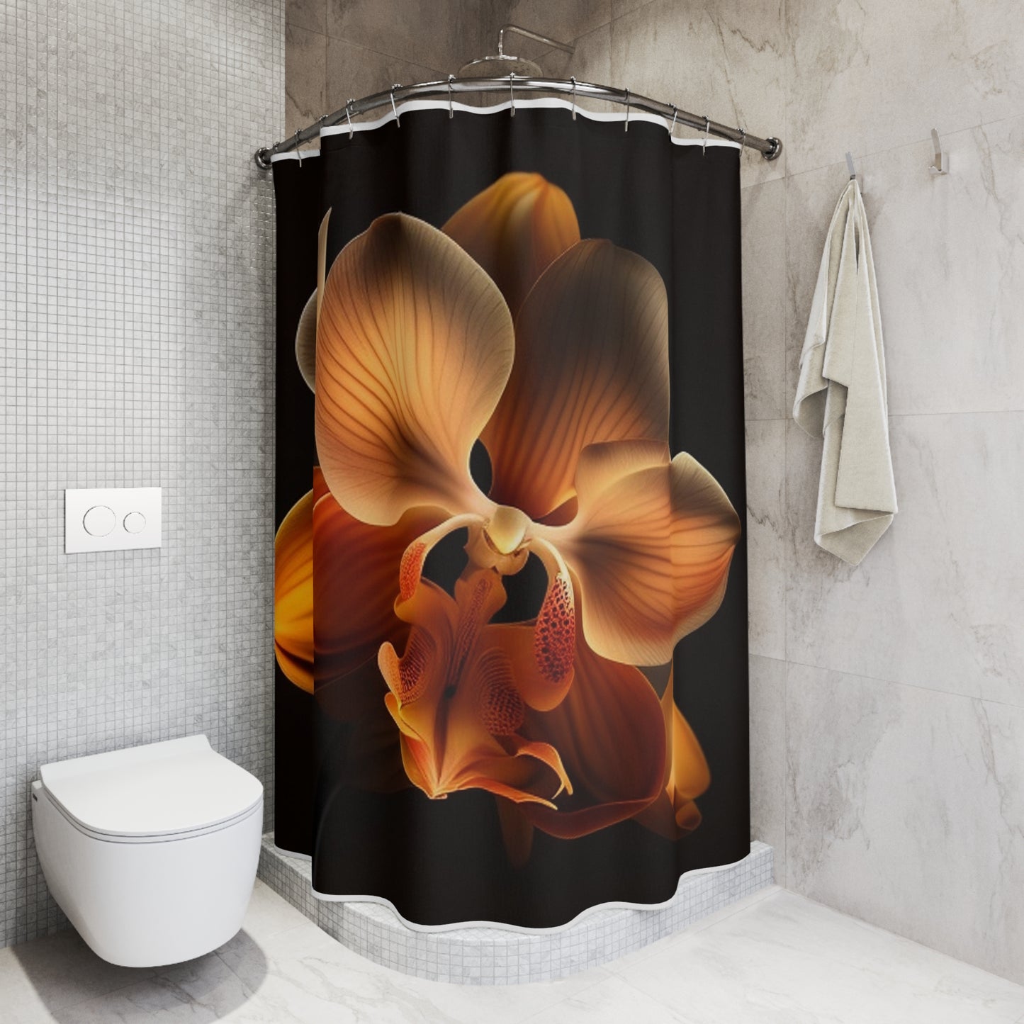 Polyester Shower Curtain Orange Orchid 2