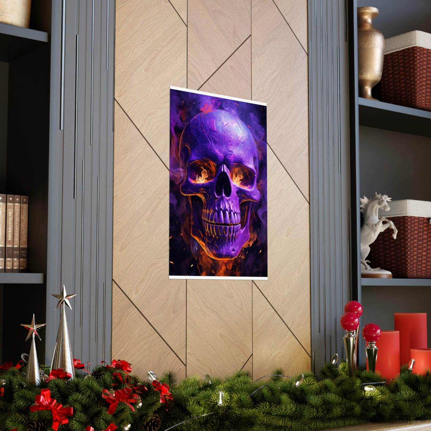 Premium Matte Vertical Posters Skull Flames 1