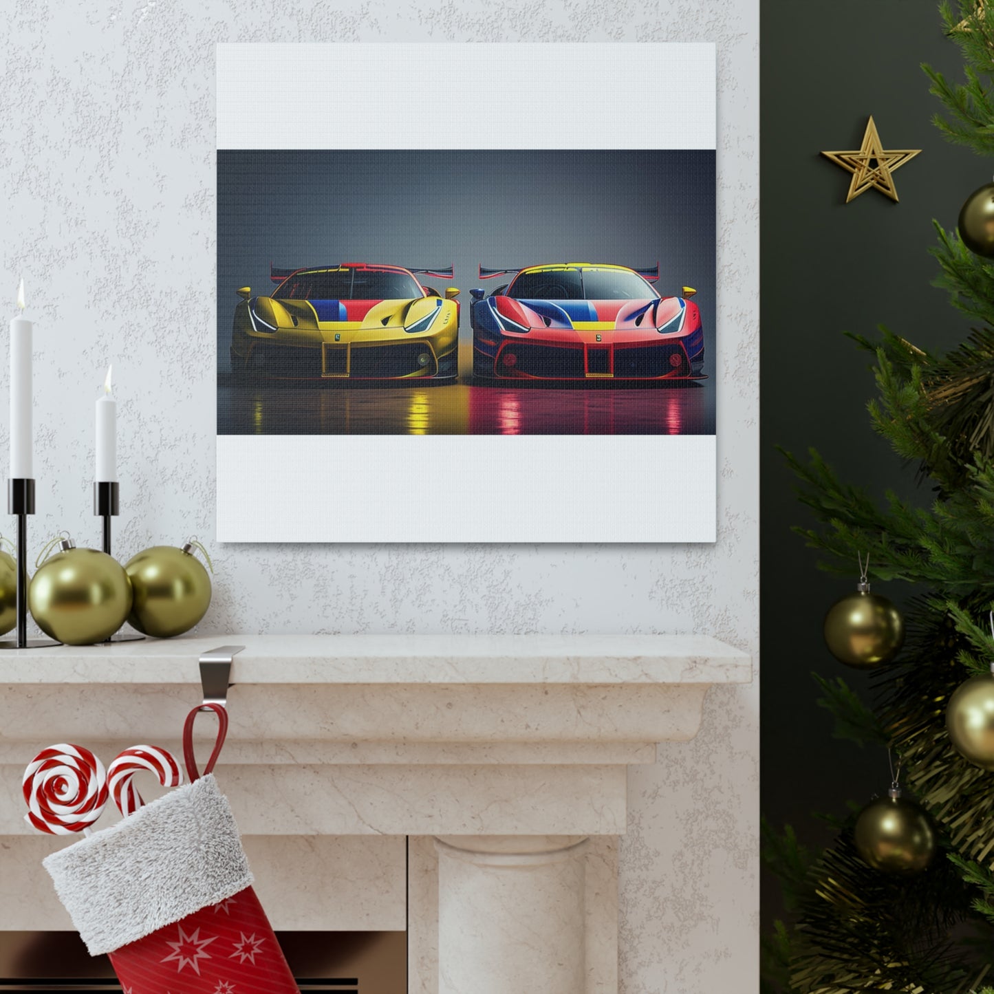 Canvas Gallery Wraps Ferrari Red Blue 1