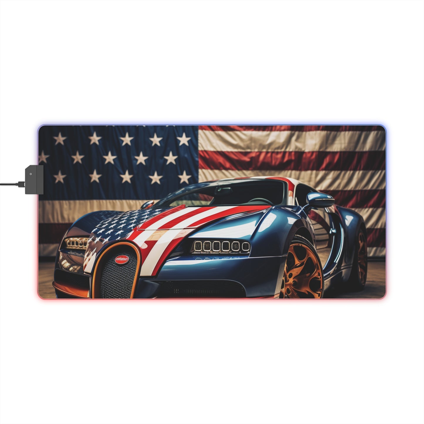 LED Gaming Mouse Pad Bugatti Flag American 4