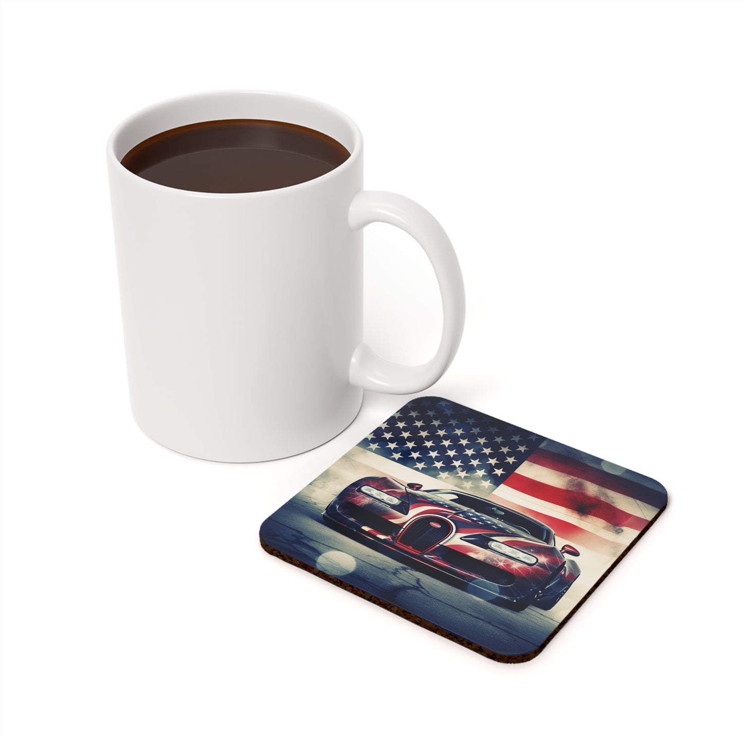 Cork Back Coaster Abstract American Flag Background Bugatti 1