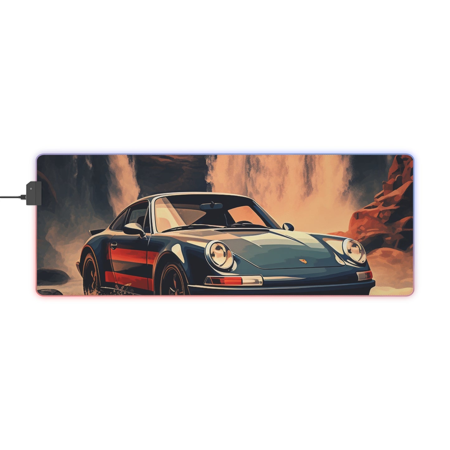 LED Gaming Mouse Pad American Flag Porsche Abstract 3