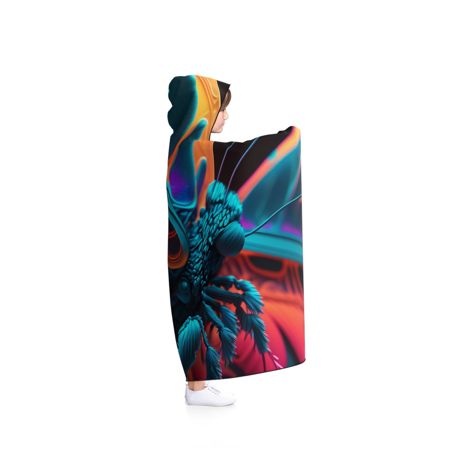Hooded Blanket Neon Butterfly Macro 4