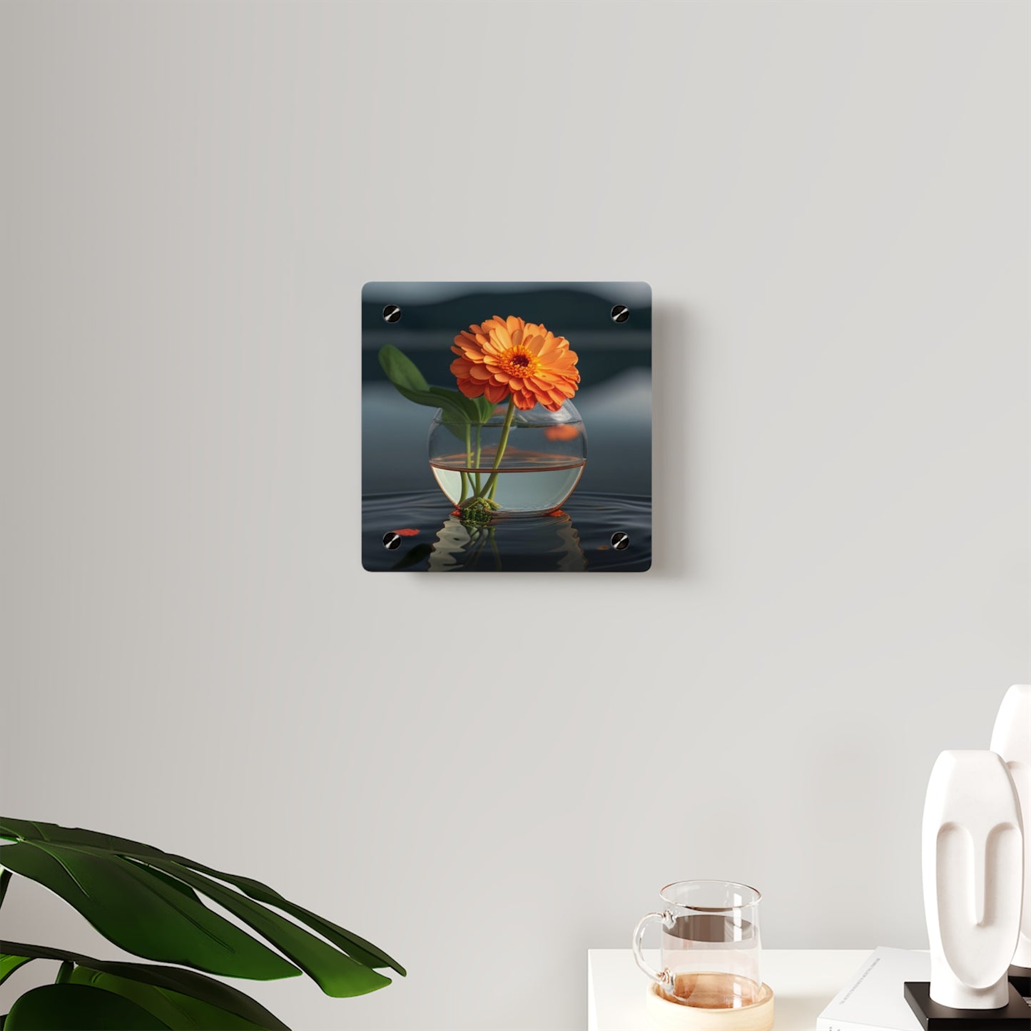 Acrylic Wall Art Panels Orange Zinnia 2