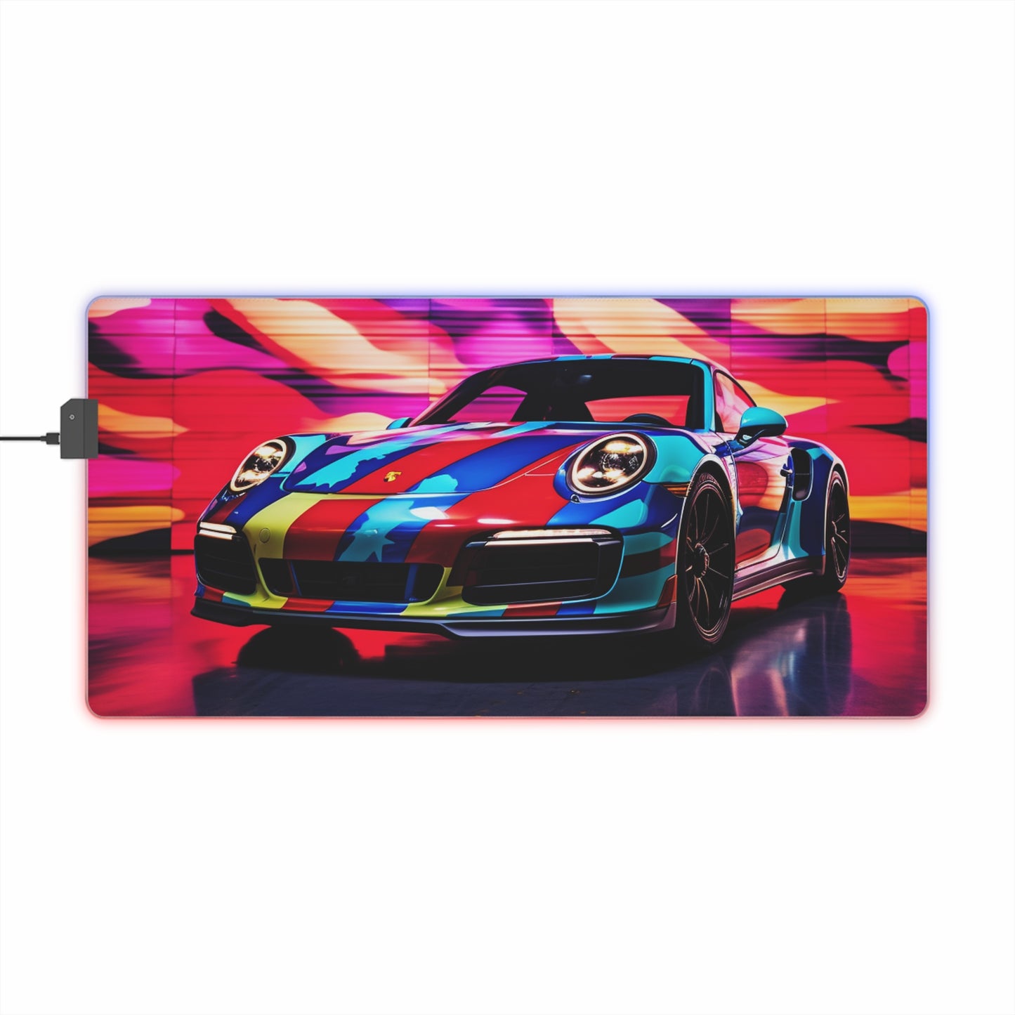 LED Gaming Mouse Pad Macro American Flag Porsche 1