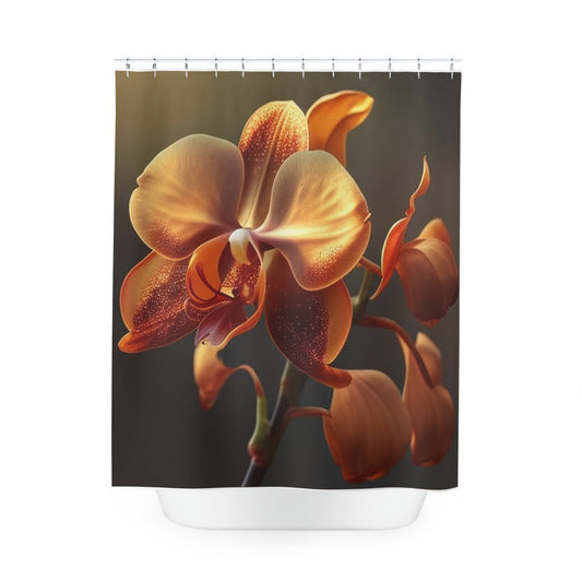 Polyester Shower Curtain Orange Orchid 1
