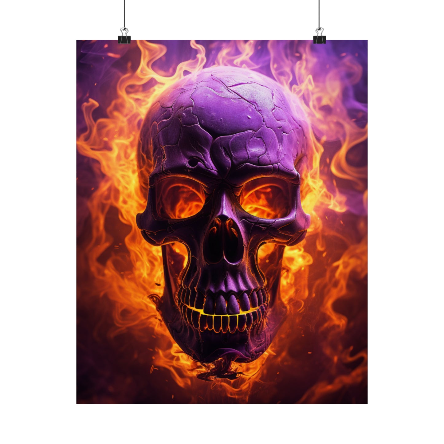 Premium Matte Vertical Posters Skull Flames 3