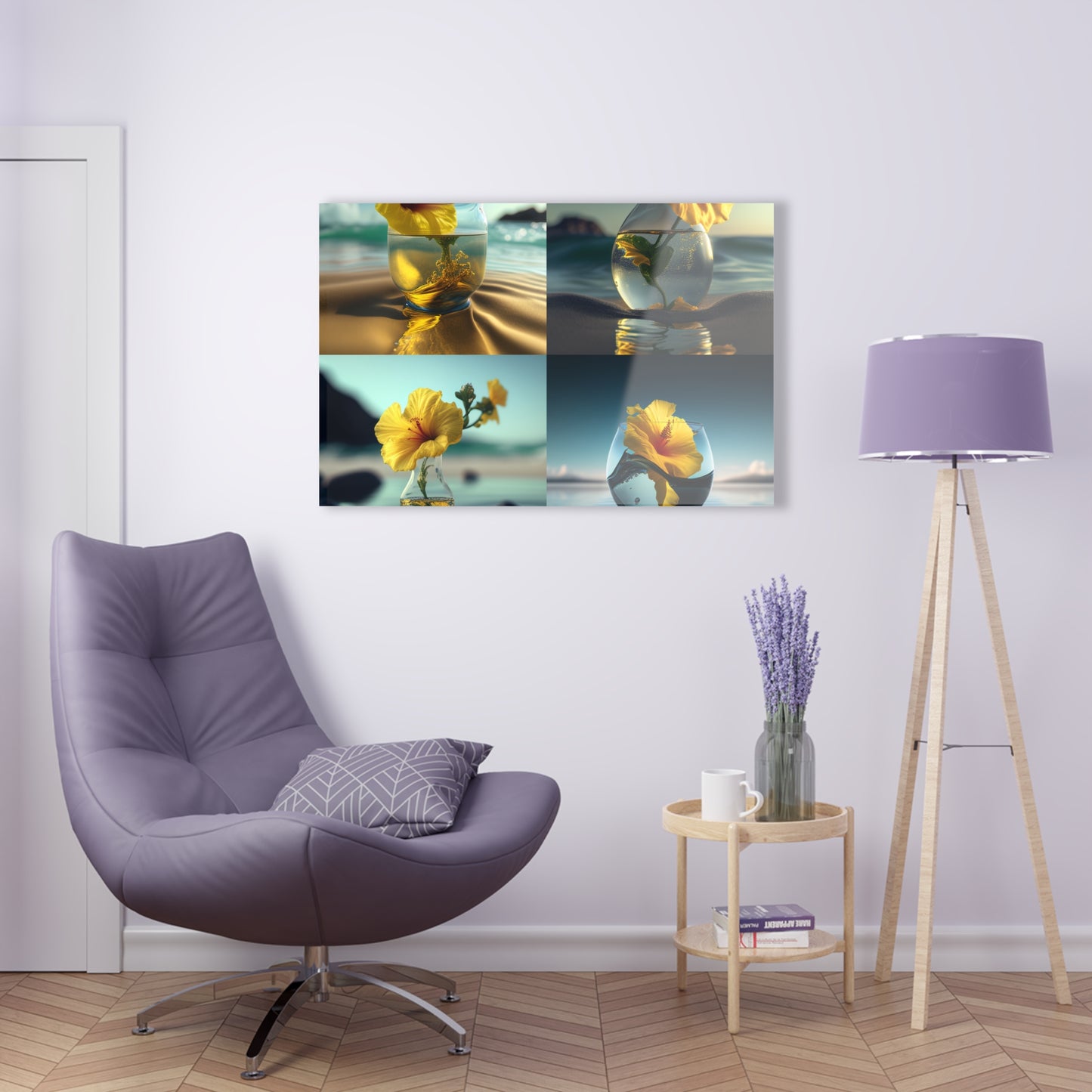 Acrylic Prints Yellow Hibiscus glass 5