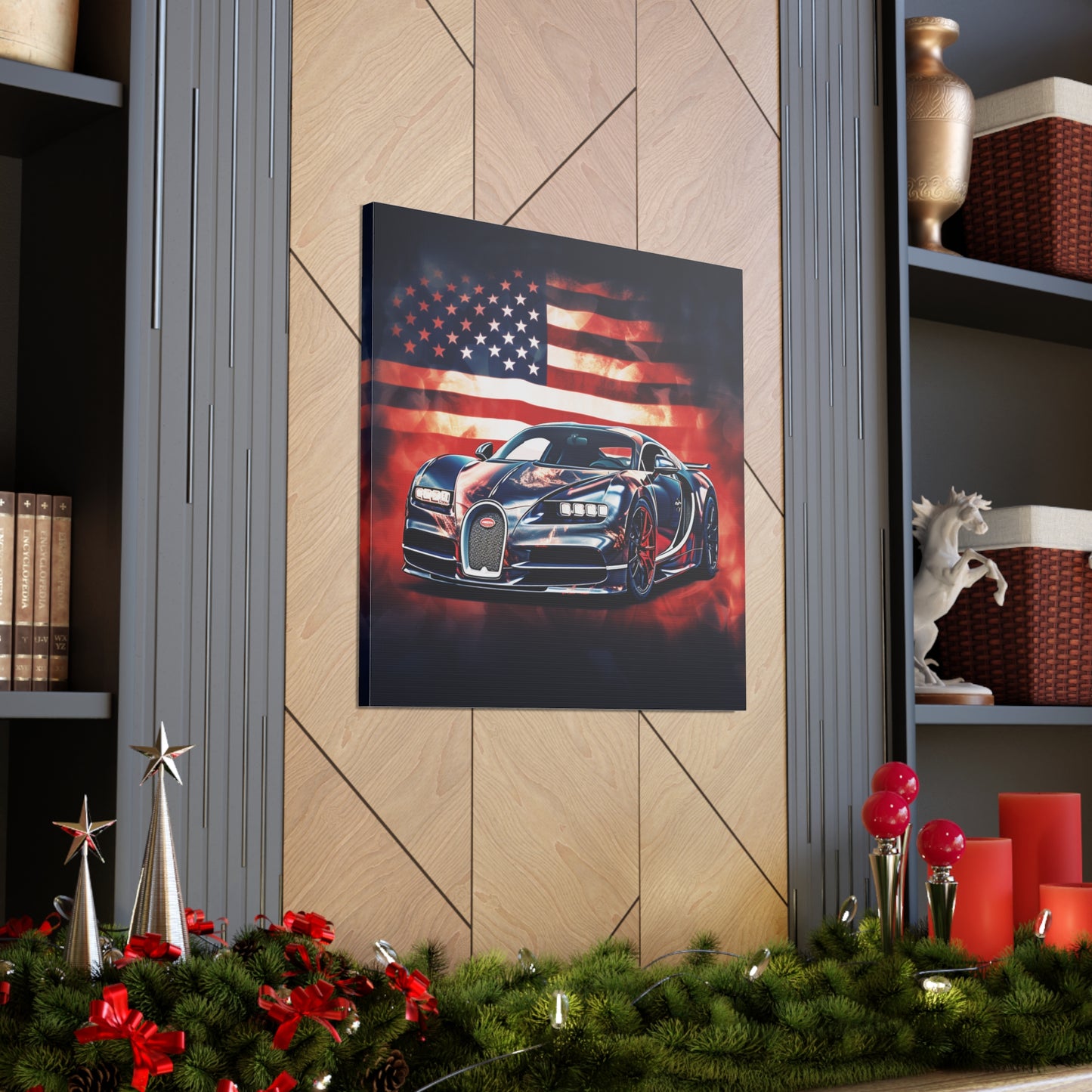 Canvas Gallery Wraps Abstract American Flag Background Bugatti 4