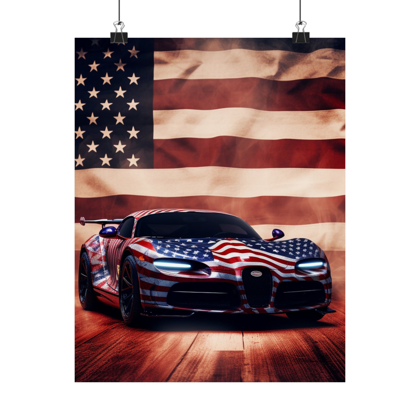 Premium Matte Vertical Posters Abstract American Flag Background Bugatti 2