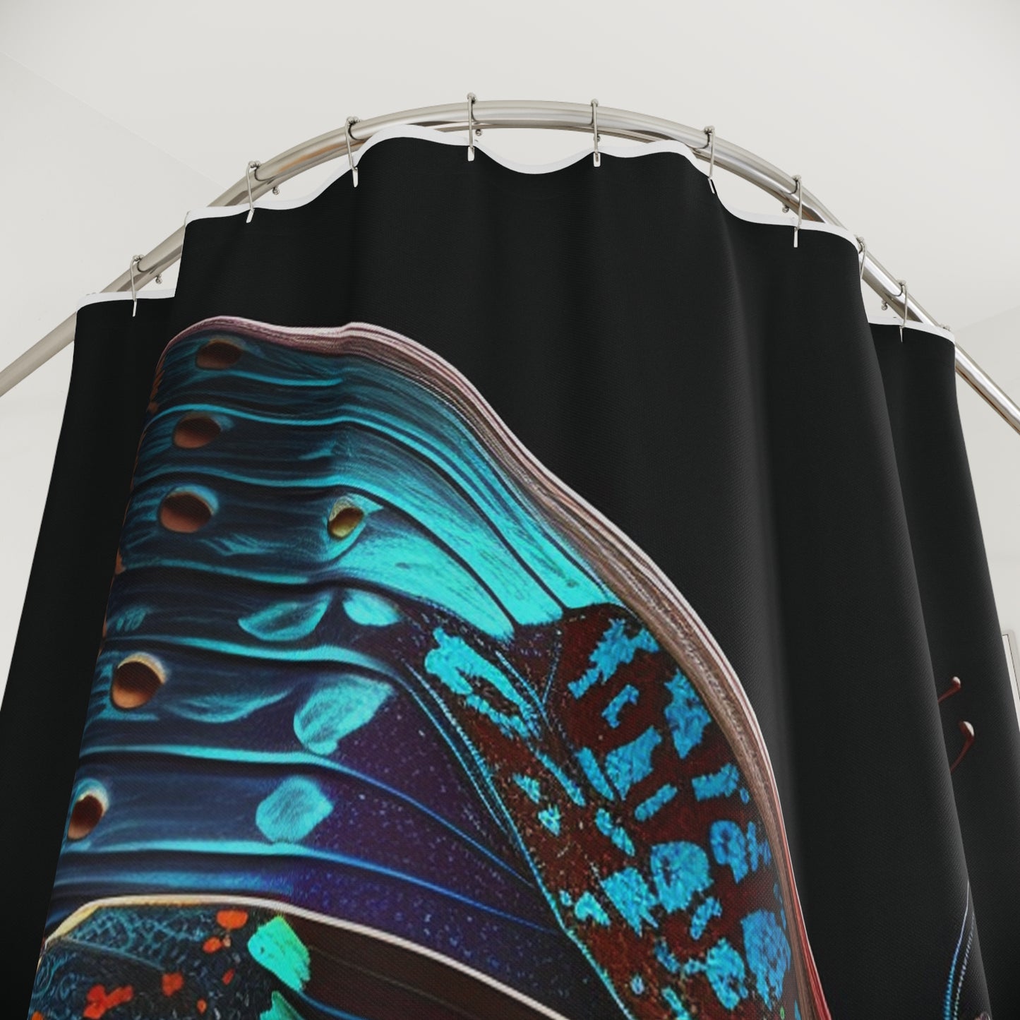 Polyester Shower Curtain Hue Neon Butterfly 2