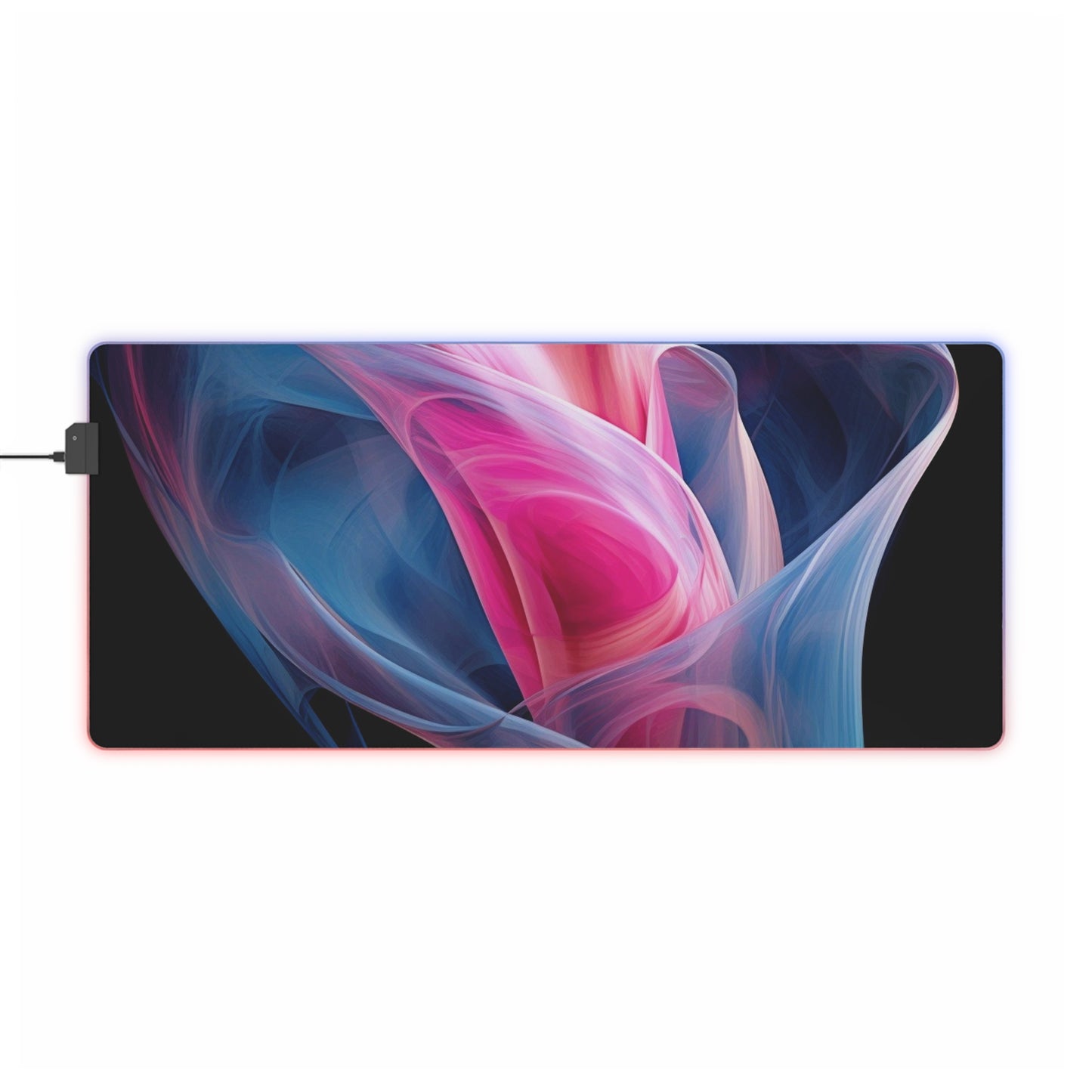 LED Gaming Mouse Pad Pink & Blue Tulip Rose 3