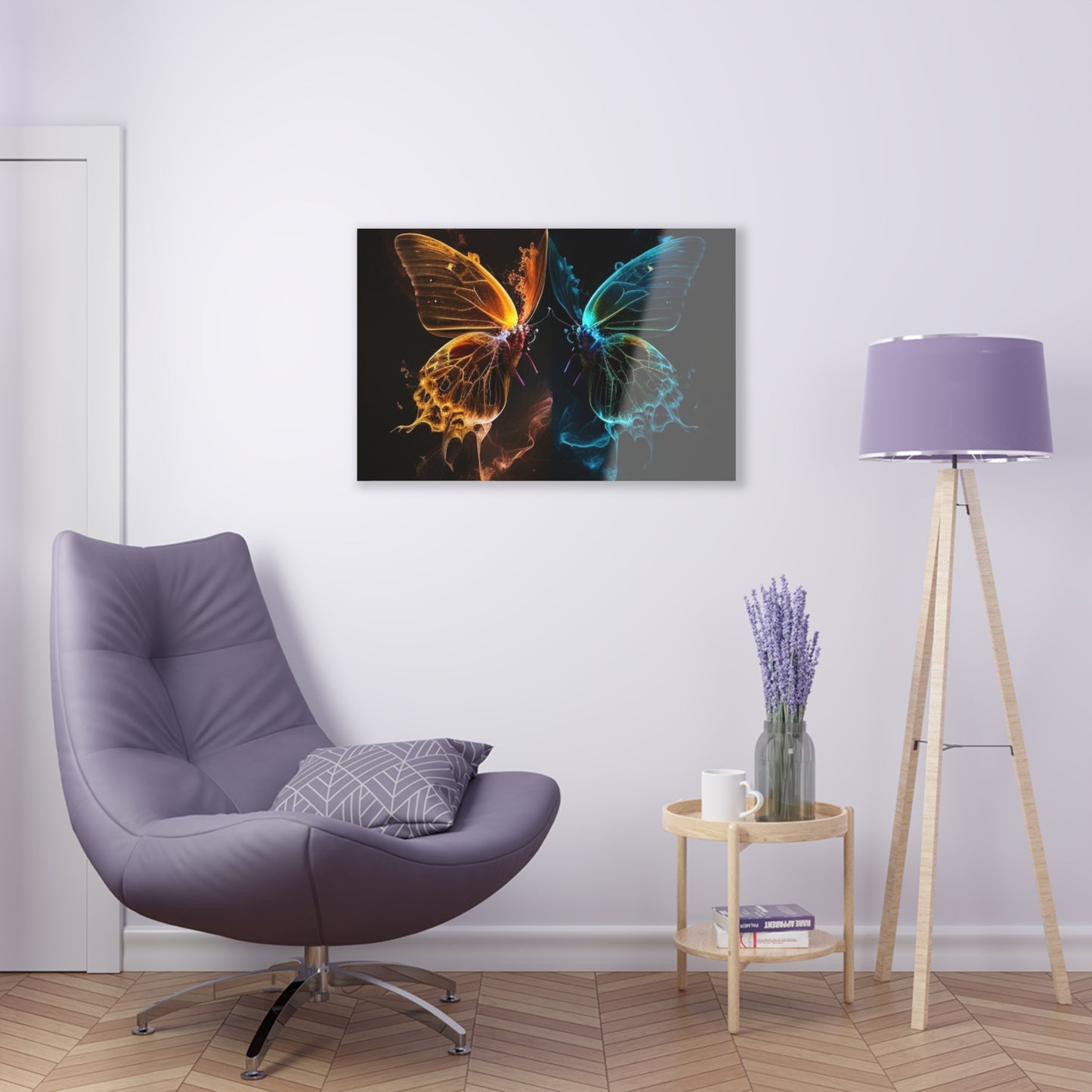 Acrylic Prints Kiss Neon Butterfly 1