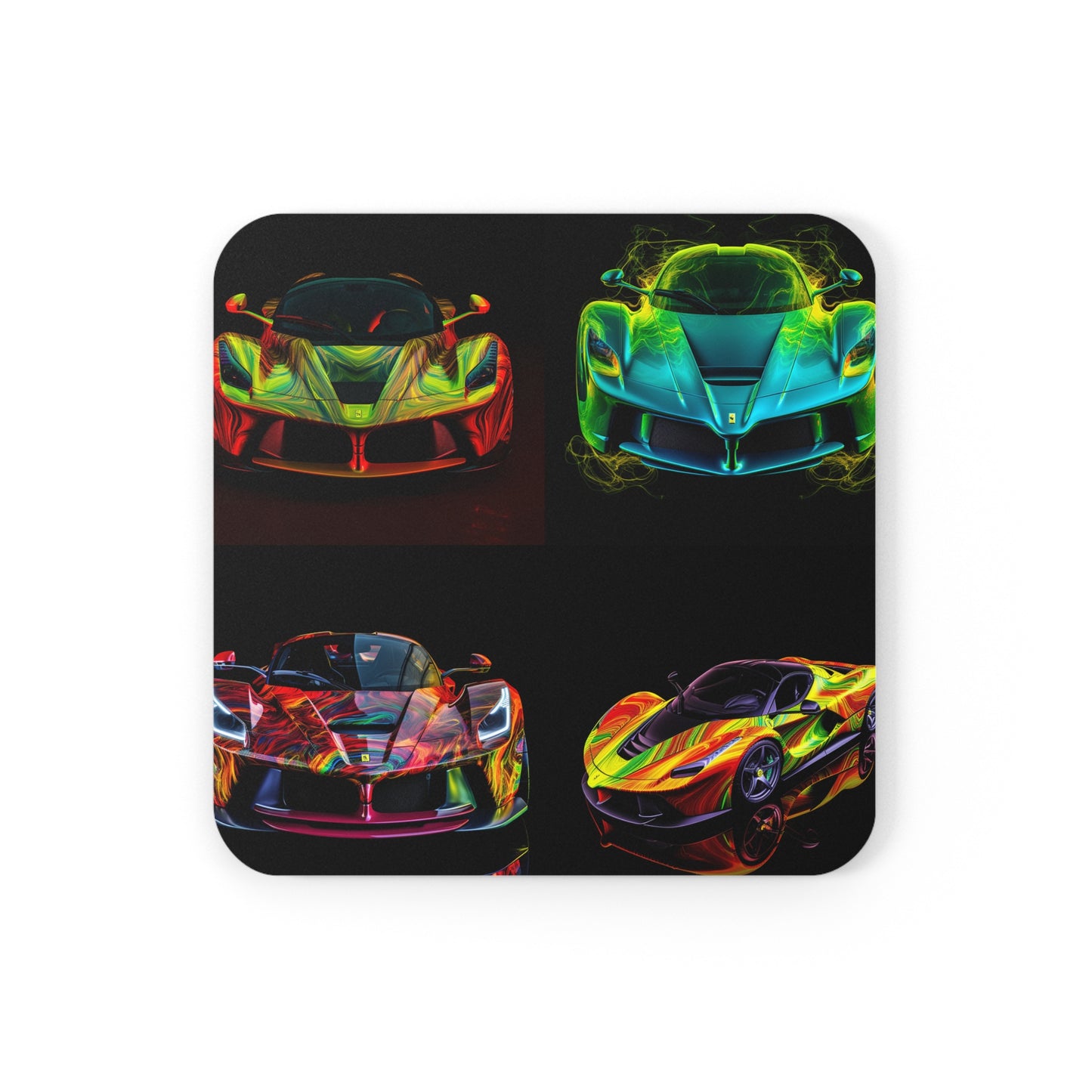 Corkwood Coaster Set Ferrari Neon 5