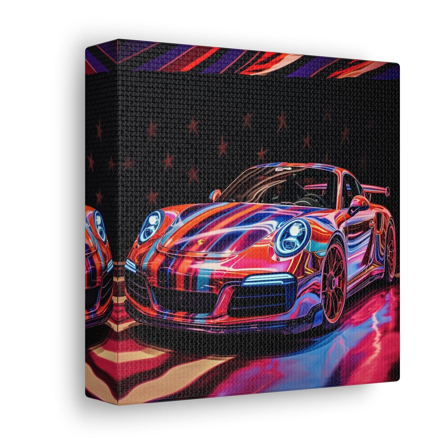 Canvas Gallery Wraps American Flag Colored Porsche 4