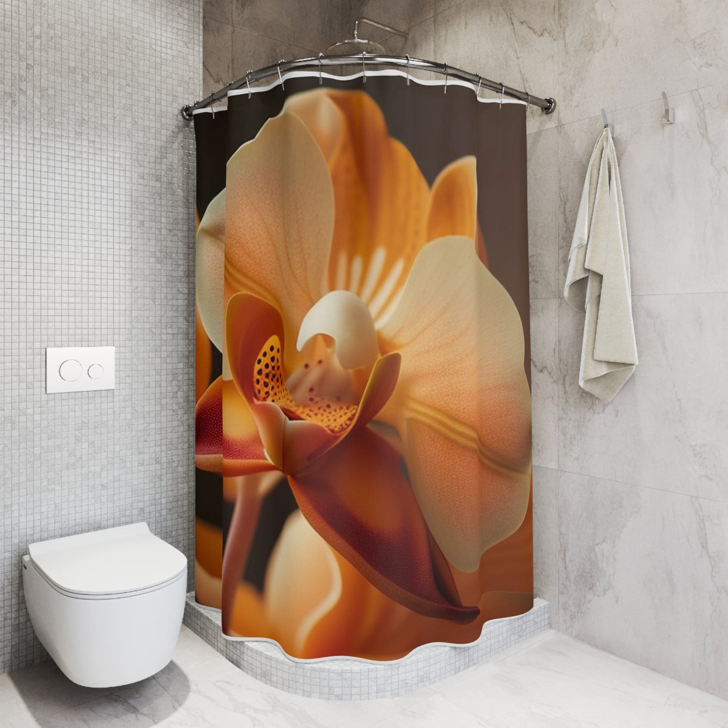 Polyester Shower Curtain Orange Orchid 3