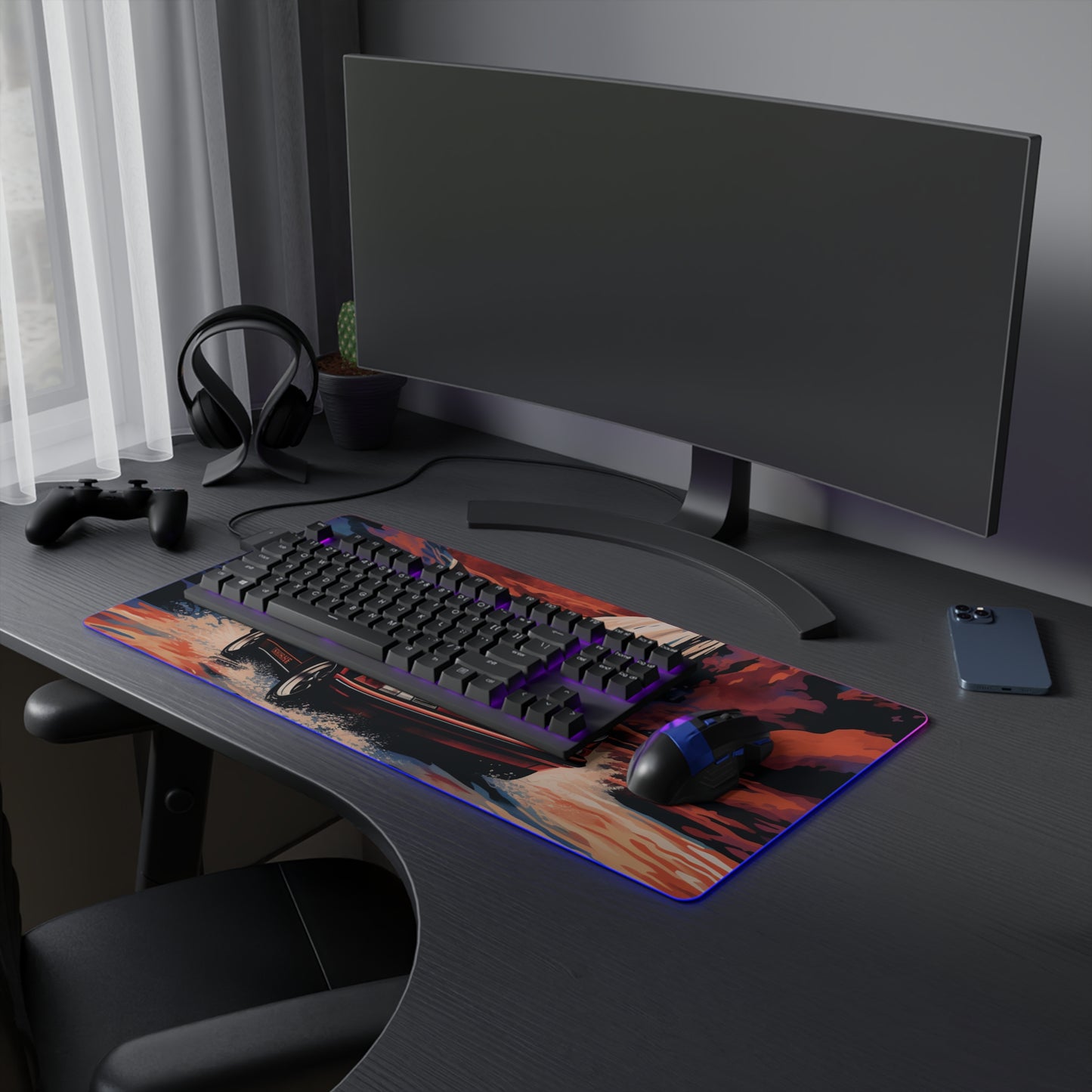 LED Gaming Mouse Pad American Flag Porsche Abstract 4