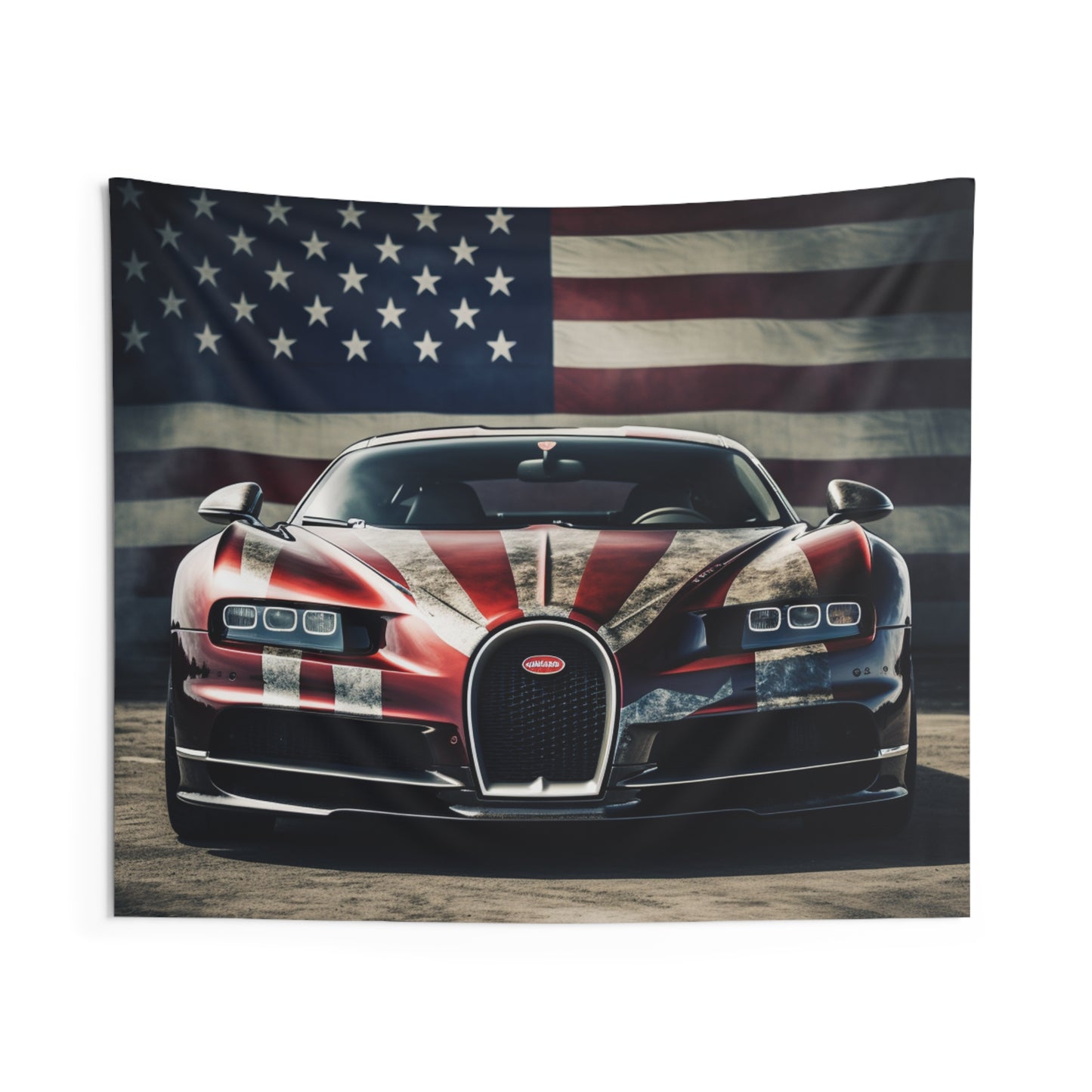 Indoor Wall Tapestries American Flag Background Bugatti 3
