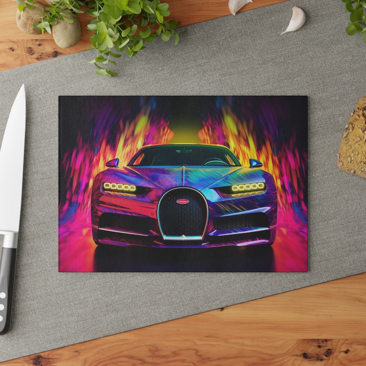 Glass Cutting Board Florescent Bugatti Flair 3