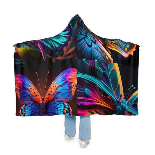 Snuggle Hooded Blanket Neon Butterfly Macro 5