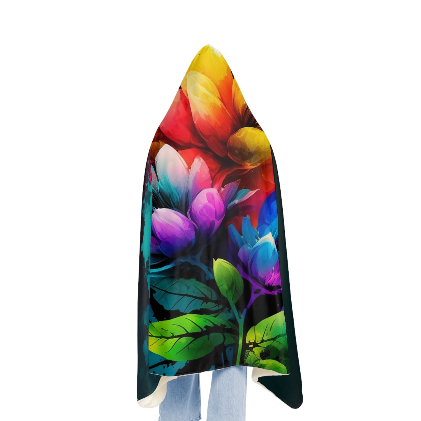 Snuggle Hooded Blanket Bright Spring Flowers 3