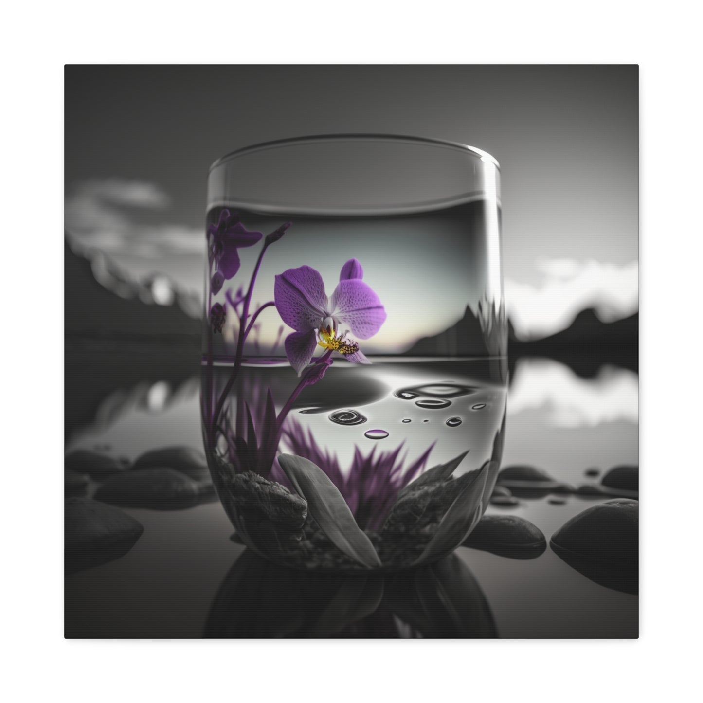 Canvas Gallery Wraps Purple Orchid Glass vase 2