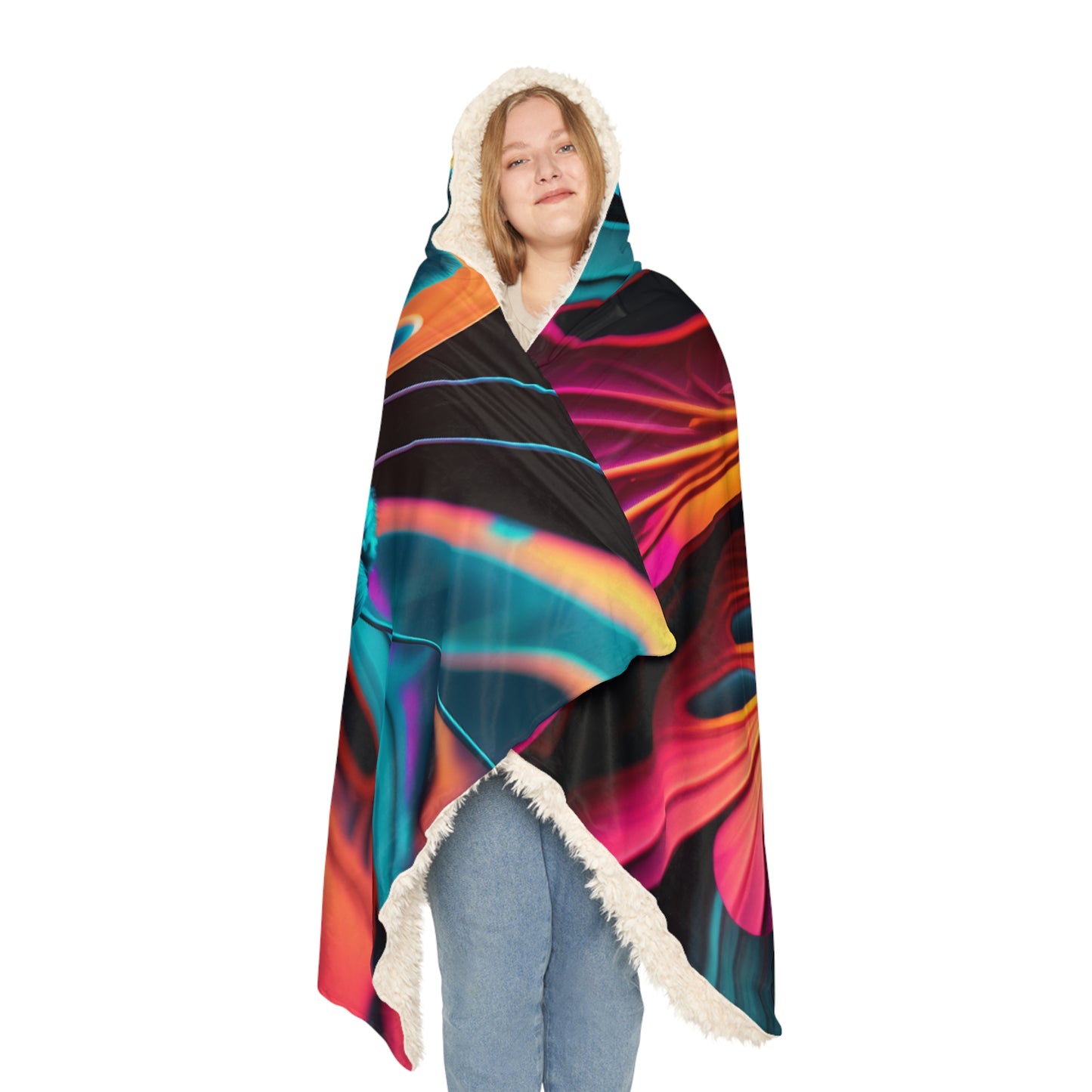 Snuggle Hooded Blanket Neon Butterfly Macro 4