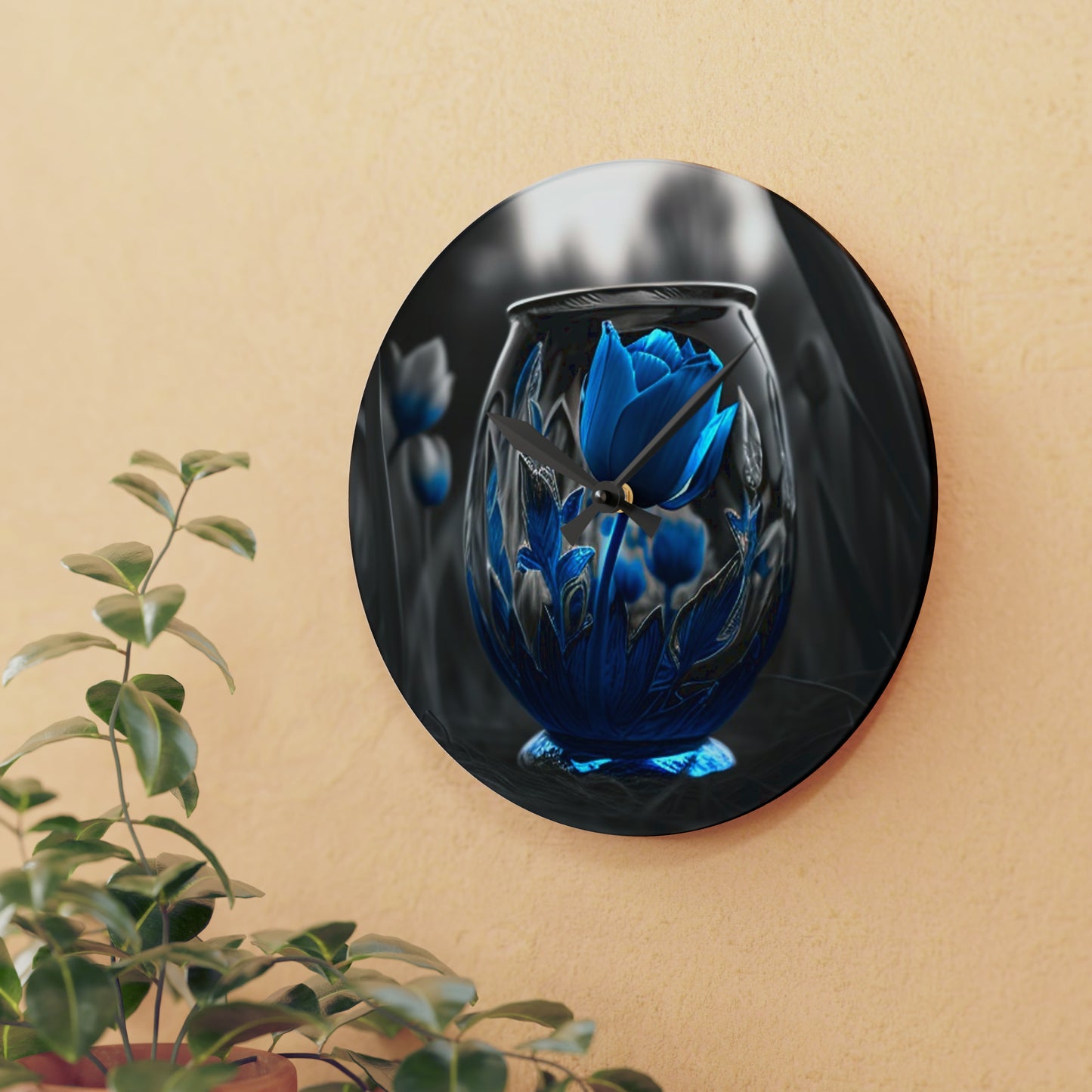 Acrylic Wall Clock Tulip Blue 2